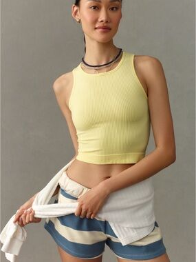 Anthropologie Yellow Ribbed Crop Tank